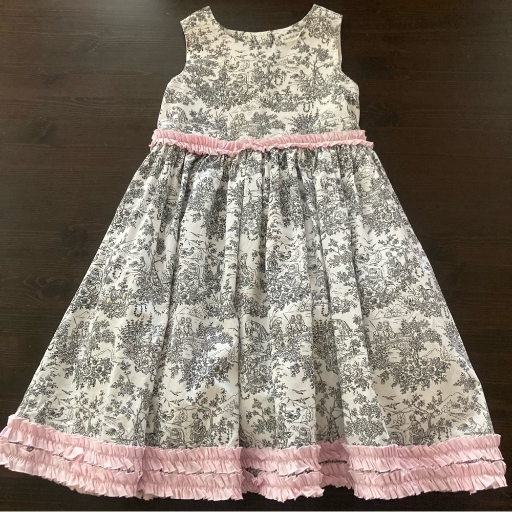 Maggie & Zoe Girls 7 Toile Dress Party Black White Pink